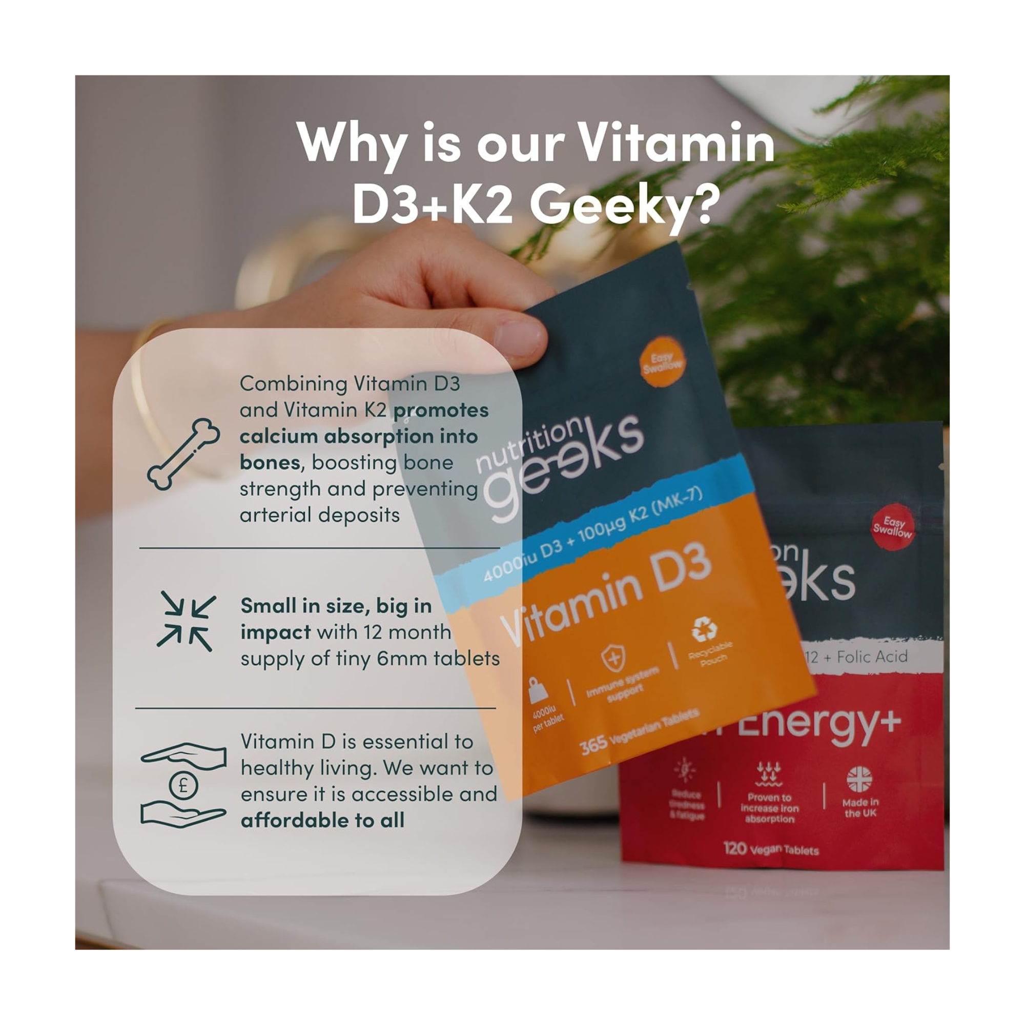 Vitamin D3 4000 iu & Vitamin K2 MK7 100μg | 1 Year Supply