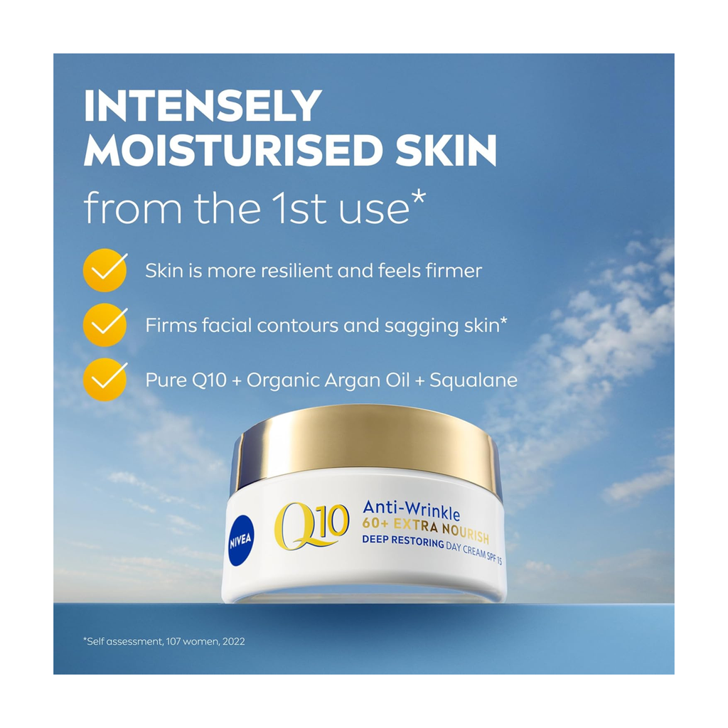 NIVEA Q10 Anti-Wrinkle 60+ Extra Nourishing Day Cream SPF15 | 50ml