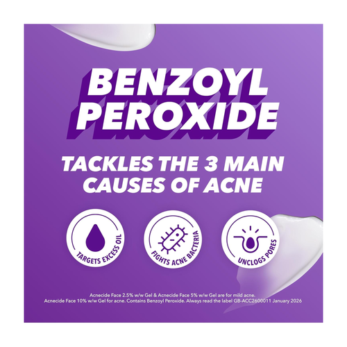Acnecide Face Gel 5% Benzoyl Peroxide Acne Treatment | 15g