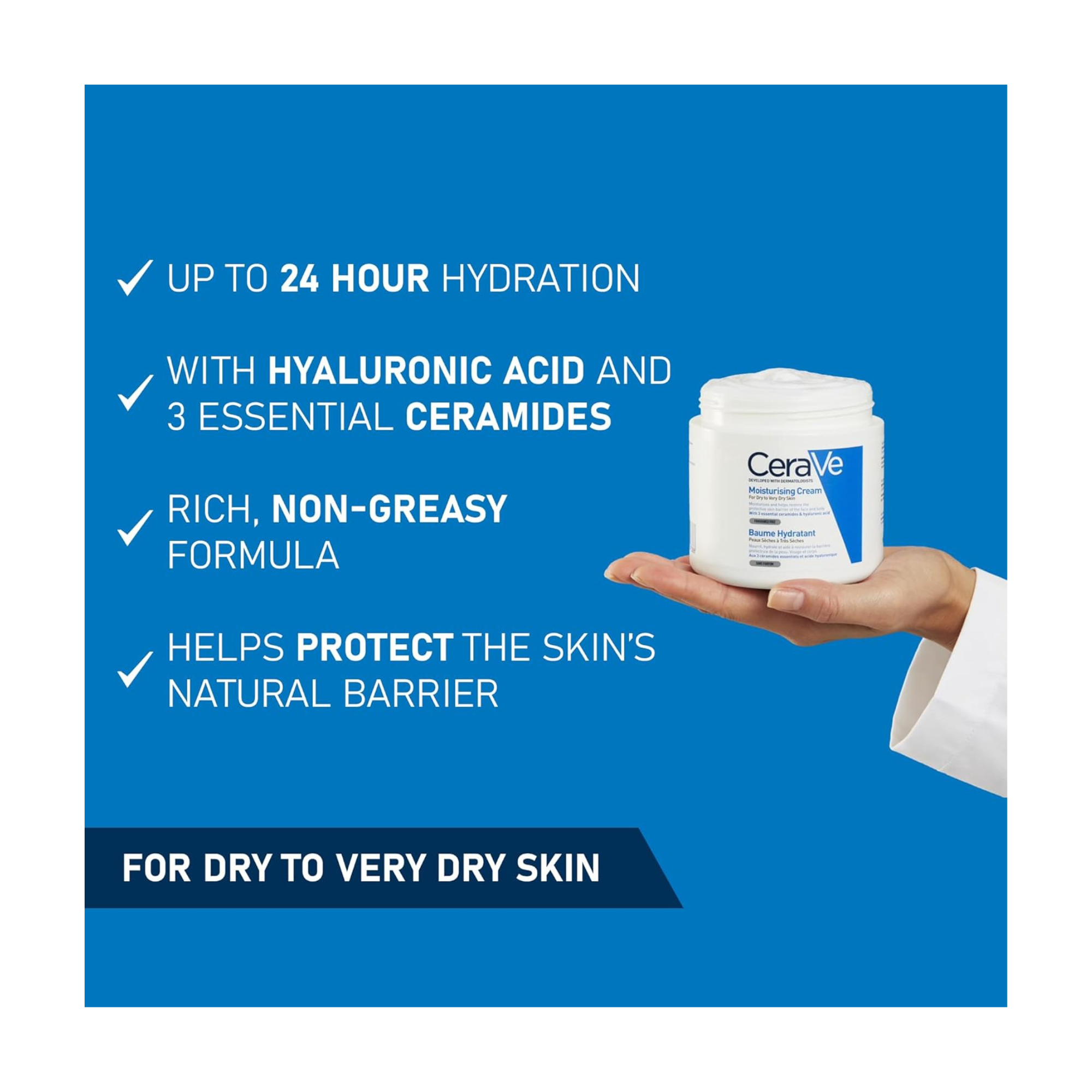 CeraVe Moisturising Cream for Face & Body for Dry to Very Dry Skin | 454g